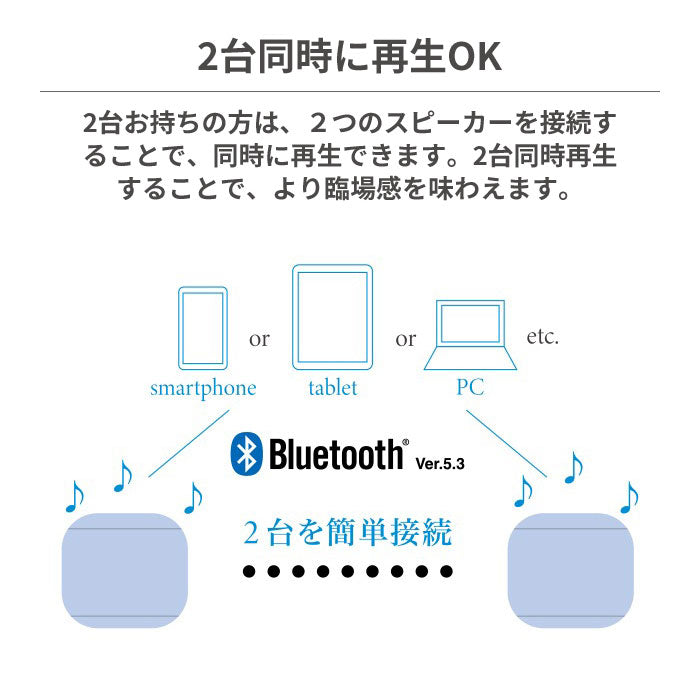 Bluetooth5.3対応 IPX7 防水コンパクトスピーカー Bluetooth5.3対応 IPX7 防水コンパクトスピーカー