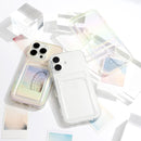 [iPhone 16専用] 背面収納スマホケース ポケット付 オーロラ/透明 Premium Style (TPU)