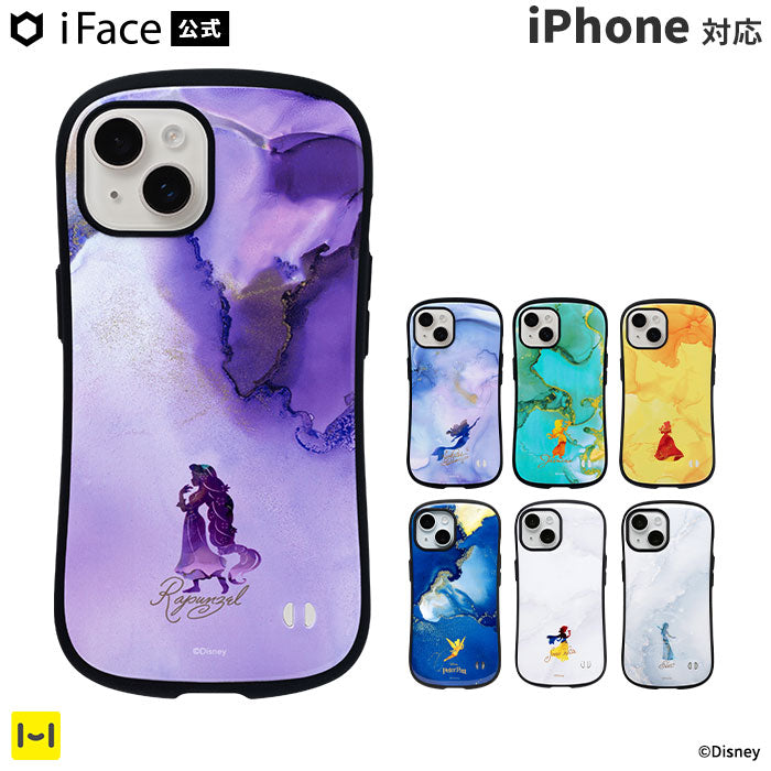 【iPhone 15/15 Pro/14/14 Pro/13/12/12 Pro/11/8/7/SE(第2/第3世代)専用】ディズニーキャラクター iFace First Classケース(マーブル) アリエル ラプンツェル ティンカーベル エレサ ベル ジャスミン 白雪姫