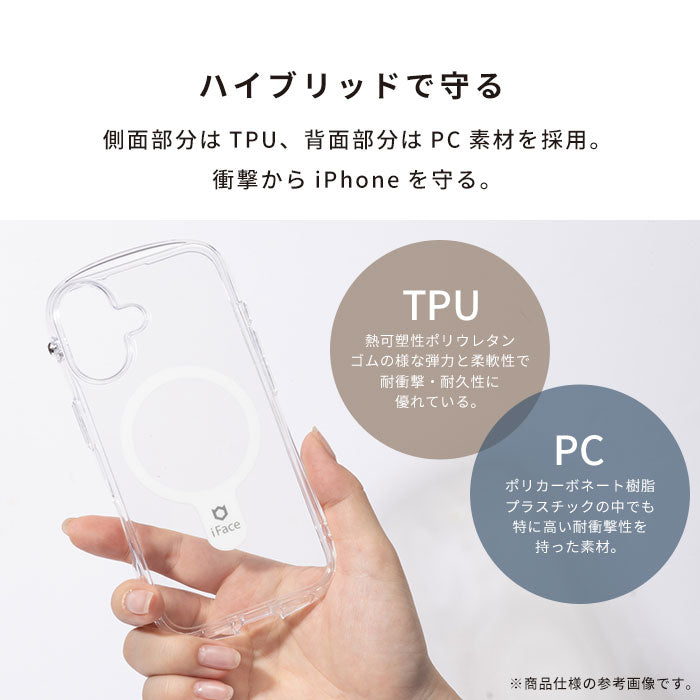 【iPhone 16/16 Pro/16 Plus/16 Pro Max/16e/15/14/13専用】iFace Look in Clear Hybrid MagSynqケース(クリア)