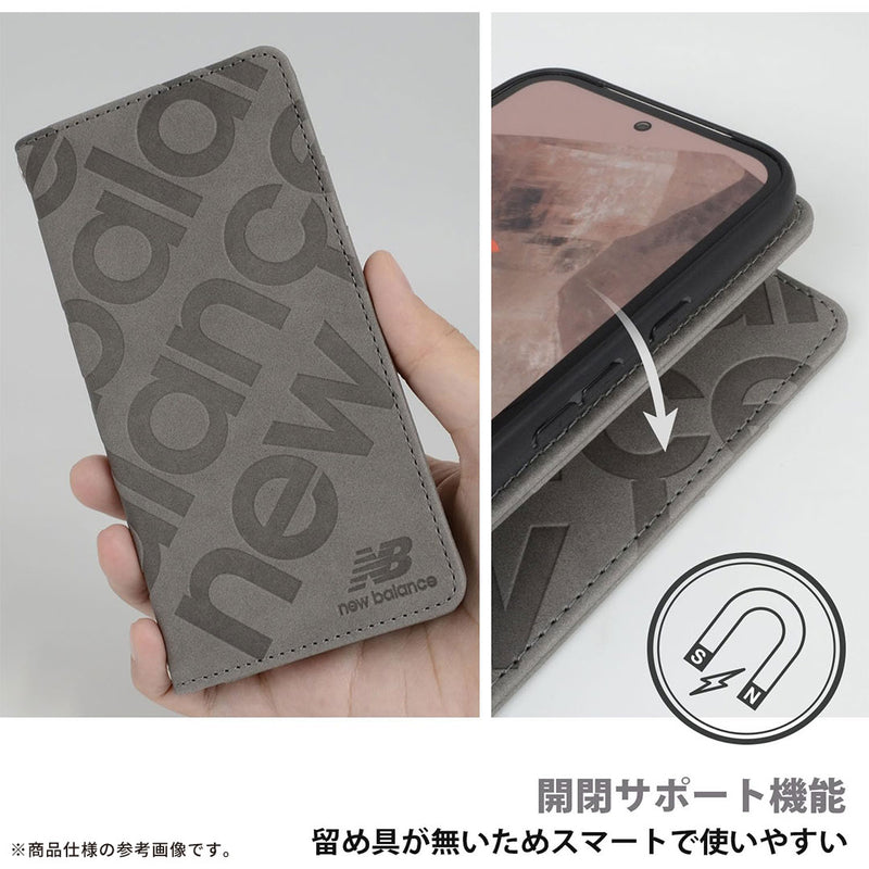 [Google Pixel 9a専用]New Balance/ニューバランス スエード手帳型ケース スタンプロゴ