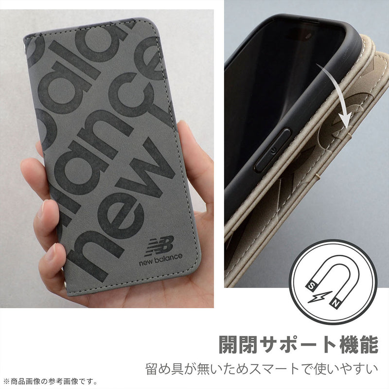 [iPhone 17/17 Pro/Air専用]New Balance/ニューバランス スエード手帳型ケース スタンプロゴ