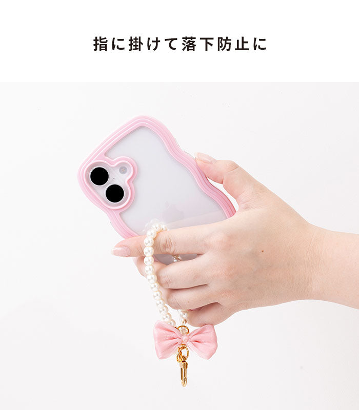 【iDEAL】国内発送☆パール・リボン☆スマホ☆リストストラップ Honeys パールリボンストラップ ストラップ スマホストラップ
