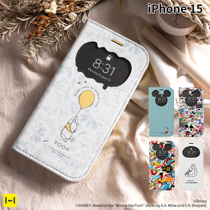 【iPhone 15専用】ディズニーキャラクター CERTA フリップ窓付きダイアリーケース