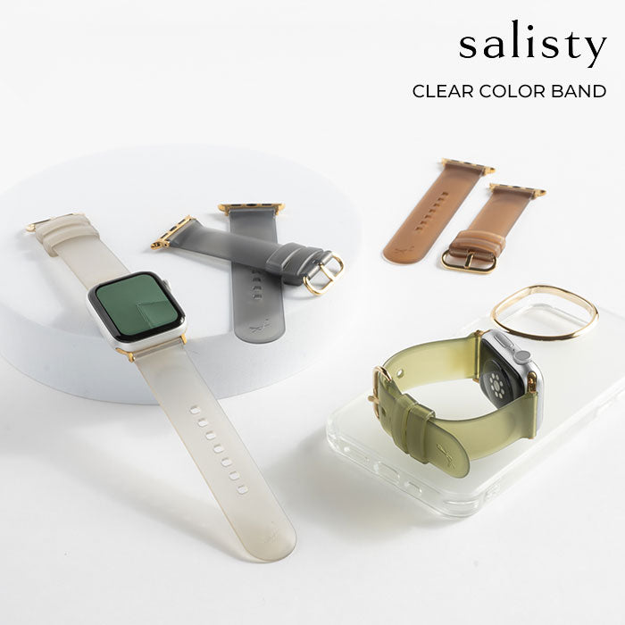 【Apple Watch Series 11/10/9/SE(第3/2/1世代)/8/7/6/5/4(40-42mm)/3/2/1(38mm)専用】salisty(サリスティ)クリアカラーバンド