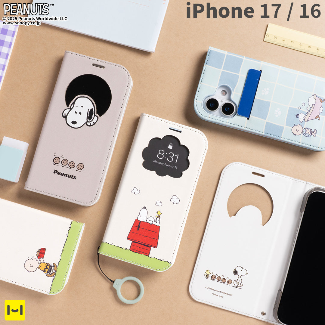 【iPhone 17/16専用】PEANUTS/ピーナッツ CERTA フリップ窓付きダイアリーケース