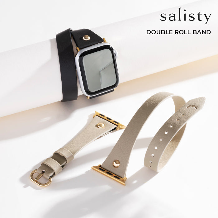 【Apple Watch Series 11/10/9/SE(第3/2/1世代)/8/7/6/5/4(40-42mm)/3/2/1(38mm)専用】salisty 二重巻きバンド