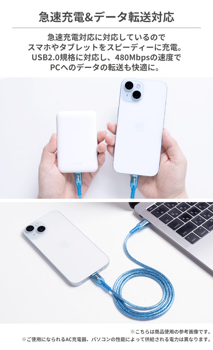 humor USB 2.0 CABLE TYPE-C to TYPE-C 2.0m(クリア)