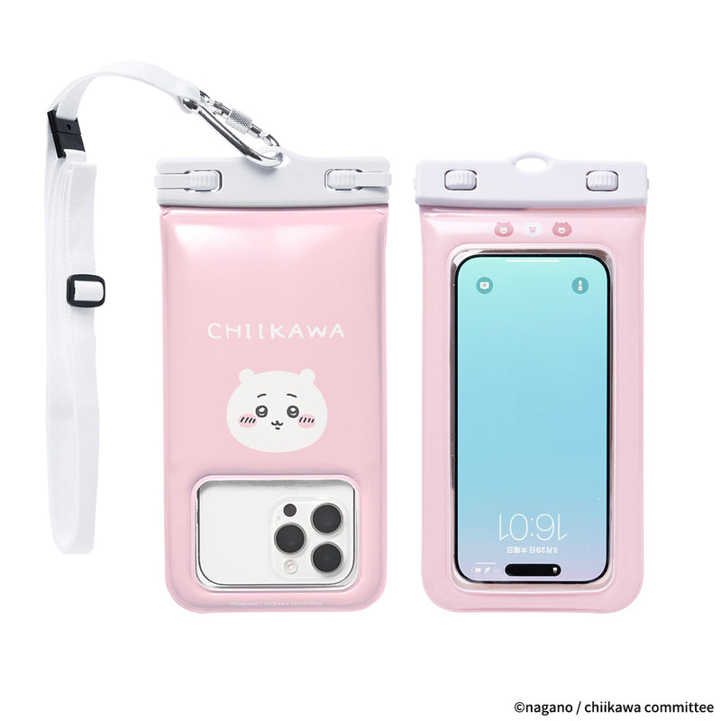 [各種スマートフォン対応]ちいかわ/DIVAID フローティング防水ケース ワイドサイズ ショルダーストラップ(フェイス)