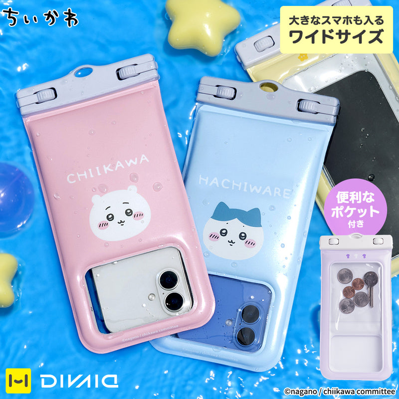 [各種スマートフォン対応]ちいかわ/DIVAID フローティング防水ケース ワイドサイズ ショルダーストラップ(フェイス)