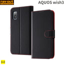 [AQUOS wish3専用]ray-out レイ・アウト 手帳型ケース シンプル マグネット(ブラック/レッド)