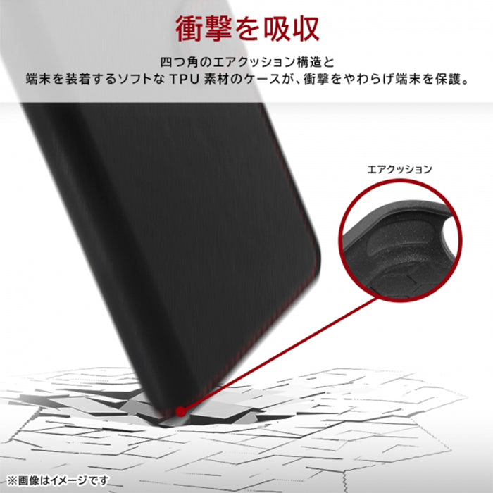 [Xperia 1 V専用]ray-out レイ・アウト 手帳型ケース シンプル マグネット(ブラック/レッド)