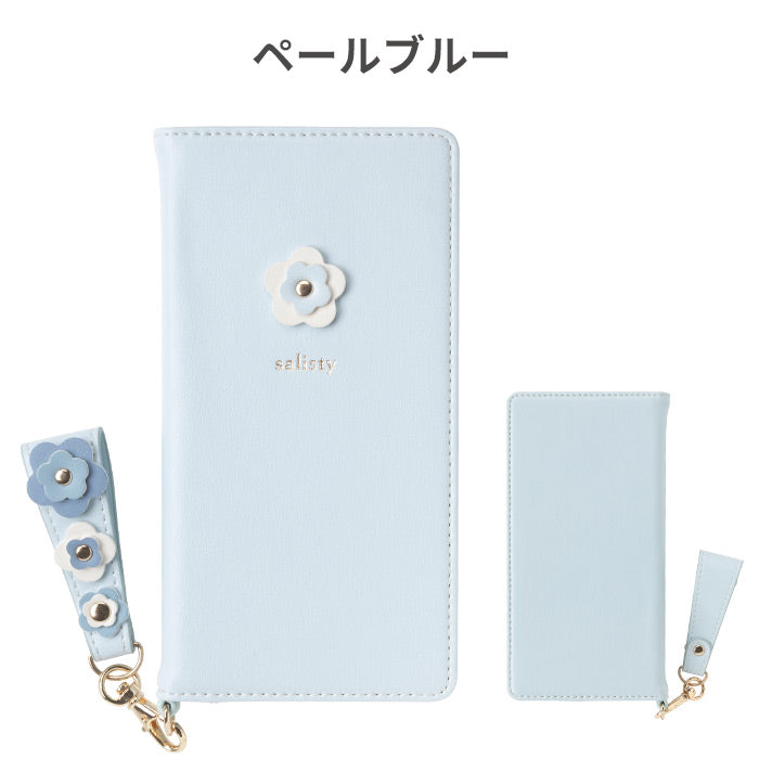 全機種対応 手帳型 スマホケース salisty フラワースタッズ マルチ