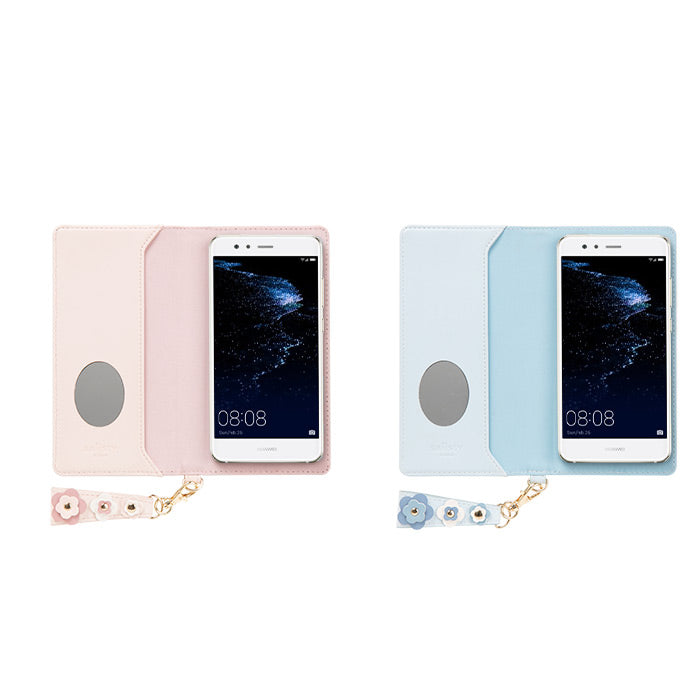 全機種対応 手帳型 スマホケース salisty フラワースタッズ マルチ