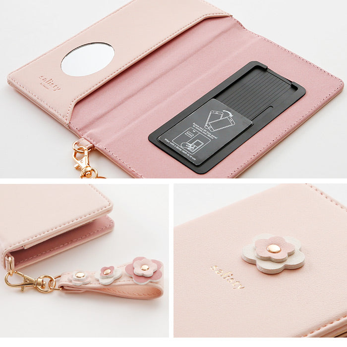 全機種対応 手帳型 スマホケース salisty フラワースタッズ マルチ