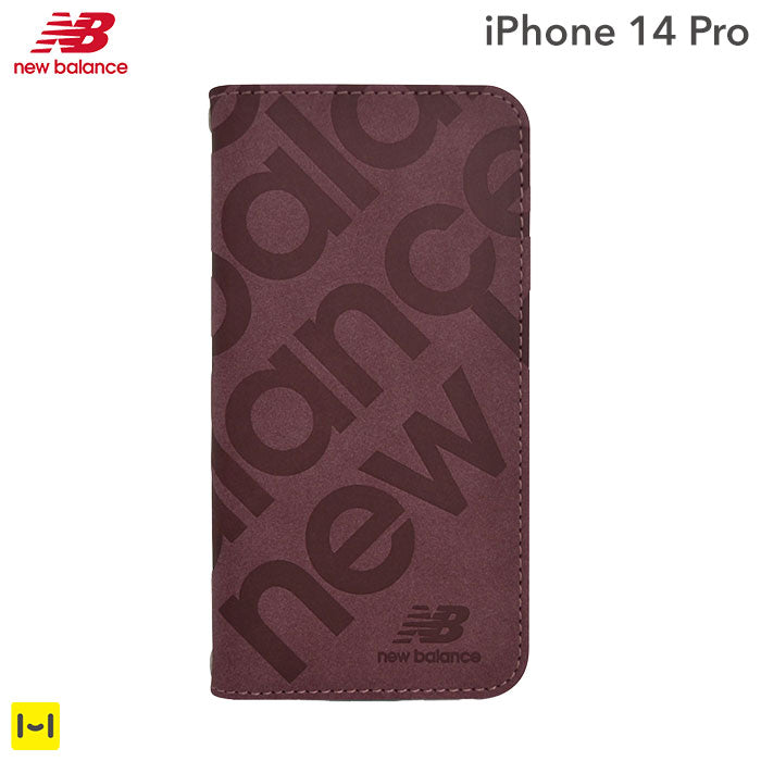 [iPhone 14 Pro専用]New Balance/ニューバランス スエード手帳型ケース スタンプロゴ(バーガンディ)