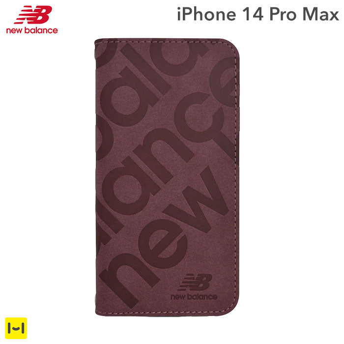 [iPhone 14 Pro Max専用]New Balance/ニューバランス スエード手帳型ケース スタンプロゴ(バーガンディ)