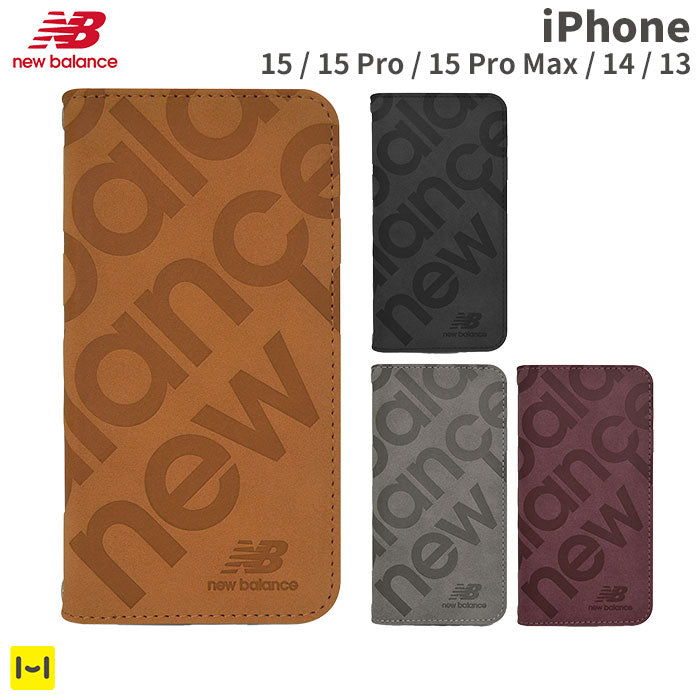 【iPhone 15/15 Pro/15 Pro Max/14/13専用】New Balance/ニューバランス スエード手帳型ケース スタンプロゴ