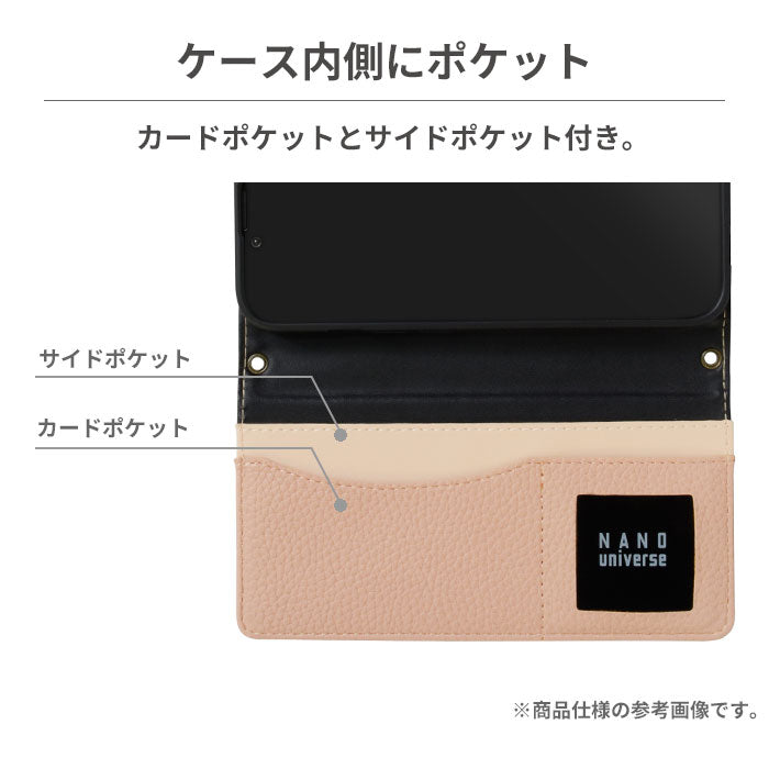 [iPhone 15/14/13専用]nano universe ナノユニバース シンプルロゴ 手帳型ケース