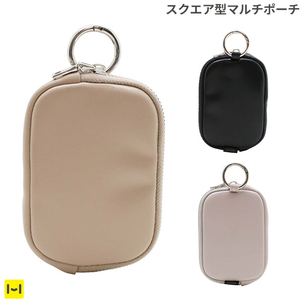 Melia スクエア型 PUレザー マルチポーチ