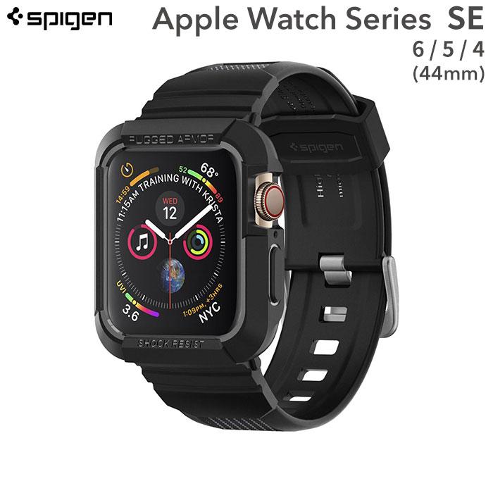 [AppleWatchSeriesSE/6/5/4(44mm)専用]SpigenRuggedArmorProバンド一体型ケース(ブラック)｜スマホケース・スマホカバー・iPhoneケース通販のHamee