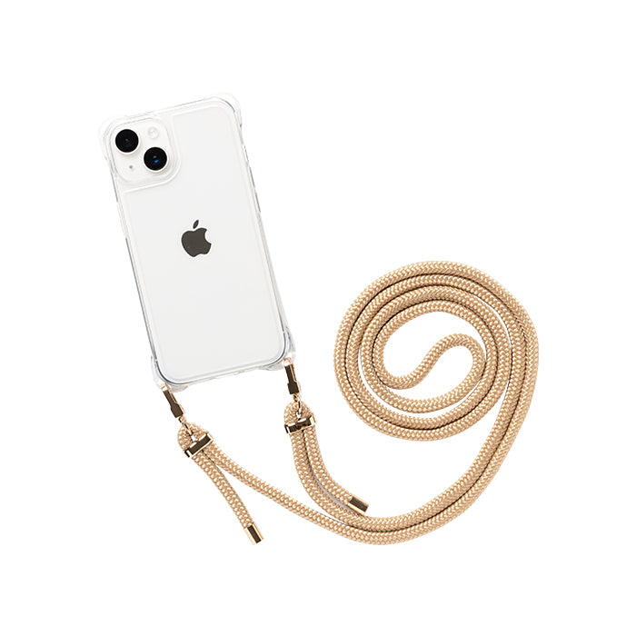 【新】[iPhone 14/13専用]ULTRA FINE 4つ角ストラップホール付クリアケース ショルダーストラップ付き(ルビーレッド)｜スマホケース・スマホカバー・iPhoneケース通販のHamee