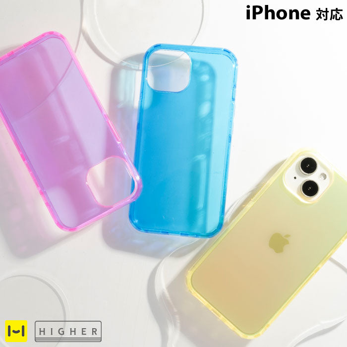 【iPhone 15/14/13】HIGHER ハイブリッド 耐衝撃・抗菌 透明クリアケース